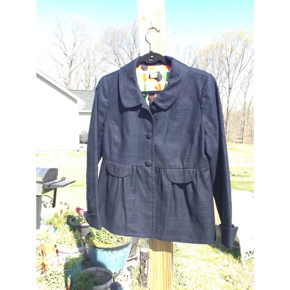 J.CREW Jackets & Blazers - J.crew womens linen blazer 10 denim jean blue cottage preppy cotton J. Crew
